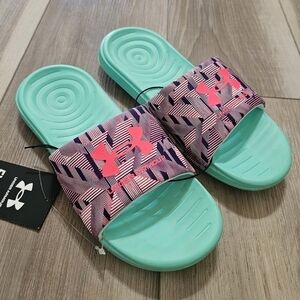 Brand New Under Armour Big Kids Ansa Graphic Strap Slide Sandals